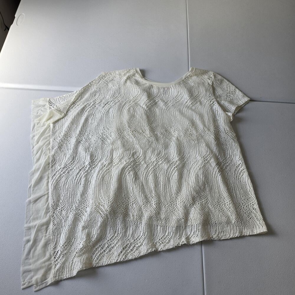 Miraclesuit Everyday Shapewear Top Womens XL White Lace Short Sleeve Asym Hem